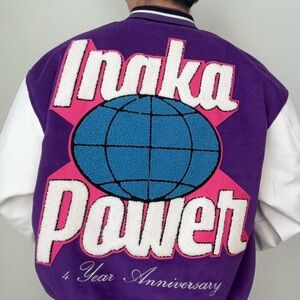 Inaka Powers 4 Year Anniversary Embroidered Purple Varsity Jacket Size Small